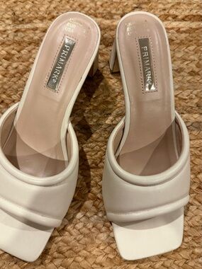 Primark Cream Padded Square-Toe Mule Heels